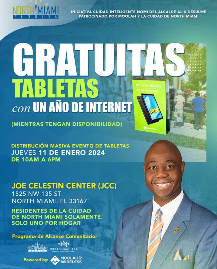 Esta jornada está enfocada para residentes de North Miami y se entregará solo un dispositivo por hogar.&nbsp;