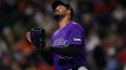 El lanzador venezolano Antonio Senzatela, de los Rockies de Colorado en las Grandes Ligas, durante un encuentro.