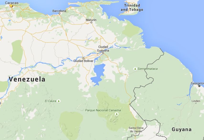 Imagen de Google Maps en la que se aprecia la zona limítrofe entre Guyana y Venezuela. (Cortesía Google Maps)