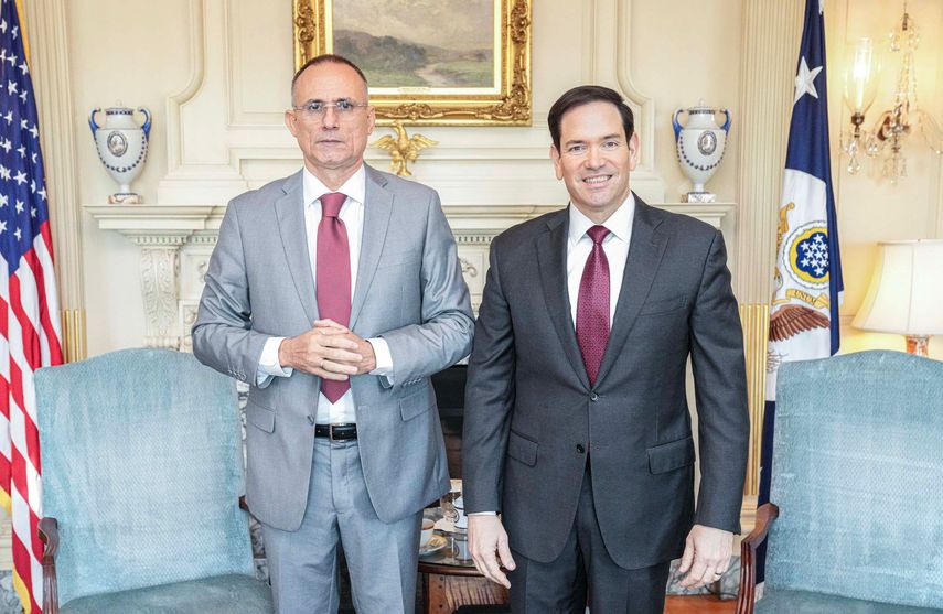 Marco Rubio junto a José Daniel Ferrer durante su encuentro en el Departamento de Estado hoy.&nbsp;