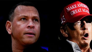 Esta combinación de fotografías muestra al expelotero de Grandes Ligas Álex Rodríguez, izquierda, y al expresidente estadounidense Donald Trump.