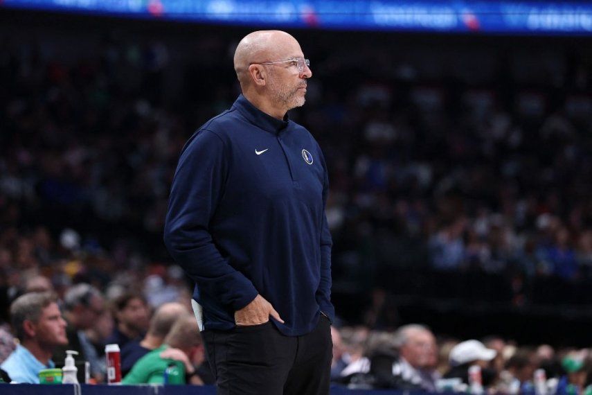 El entonces entrenador de los Mavericks de Dallas, Jason Kidd, durante un partido de la NBA, el 12 de abril de 2026.