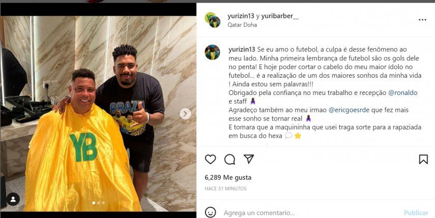 El exastro brasileño Ronaldo se vuelve a afeitar con el barbero de la selección Yuri Alexandre Santos