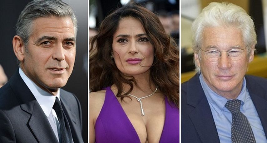 Los actores George Clooney, la mexicana Salma Hayek y Richard Gere. (EFE)