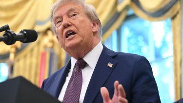 El presidente Donald Trump en conferencia de prensa en la Casa Blanca.
