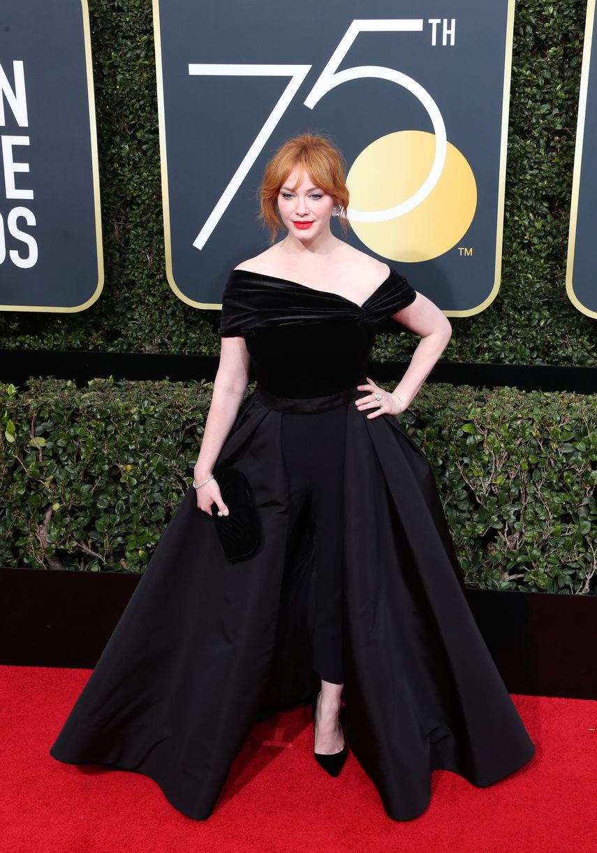La actriz Christina Hendricks en la alfombra roja de la pasada edición de los Golden Globe.&nbsp;