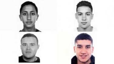 En la gráfica los tres sospechosos fallecidos mientras el que aparece en colores, aún está en fuga.&nbsp;