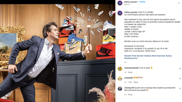 Imagen de la publicación de la casa de subastas Millon, en París, en la que se promueve la subasta de varios modelos de tenis.&nbsp;