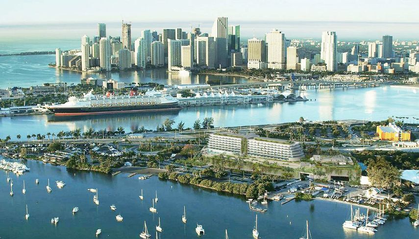 Esta ilustración recoje en primer plano la isla Wtason, donde sería construido el hotel si la propuesta es aprobada.