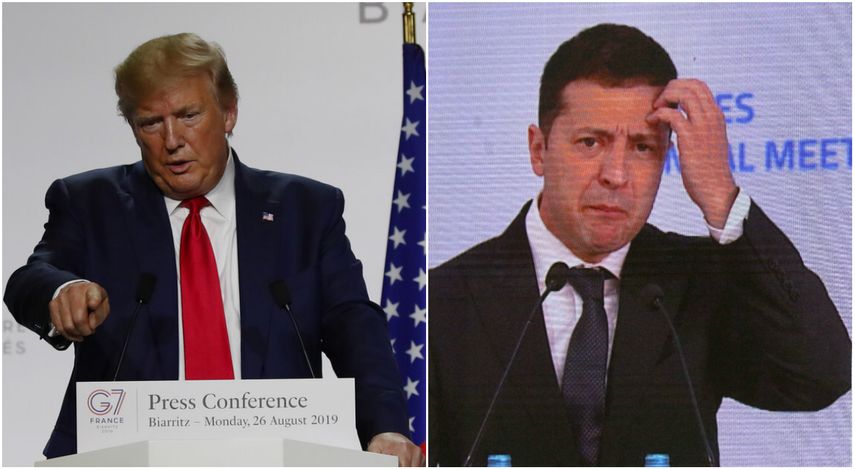 Donald&nbsp;Trump&nbsp;y su hom&oacute;logo de Ucrania, Volodimir&nbsp;Zelenski.