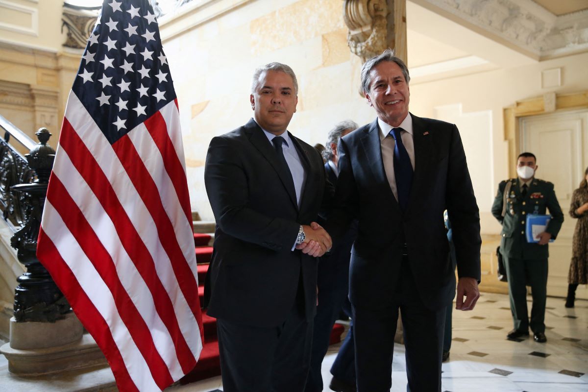 El presidente de Colombia, Iván Duque, recibe al secretario de Estado de Estados Unidos, Antony Blinken. El presidente de Colombia, Iván Duque, recibe al secretario de Estado de Estados Unidos, Antony Blinken.