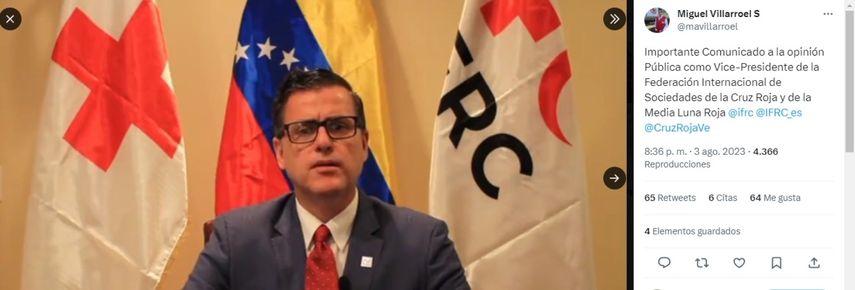 El vicepresidente de la Cruz Roja de Venezuela Miguel Villarroel.