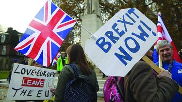 Manifestantes a favor del brexit en el Reino Unido.