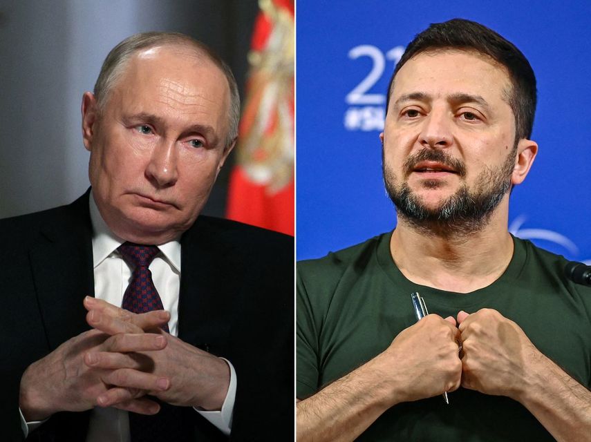 El presidente de Rusia, Vladimir Putin, y su homólogo ucraniano, Volodimir Zelenski.