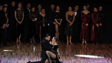 Fernando Rodríguez y Estefanía Gómez compiten en el mundial de Tango en  Buenos Aires, Argentina, el miércoles 21 de agosto de 2019.&nbsp;