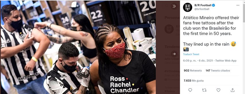 Tengo un gallo en el corazón y ahora otro en el brazo son algunas de las frases que los hinchas del equipo brasilero que celebran con tatuajes el campeonato