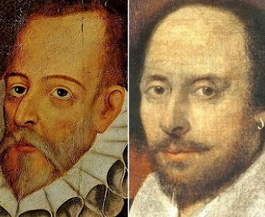Los escritores Miguel de Cervantes y William Shakespeare. (CORTESÍA)