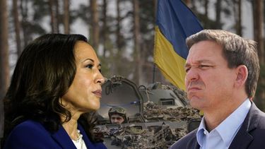 La vicepresidenta Kamala Harris y el gobernador de Florida, Ron DeSantis.