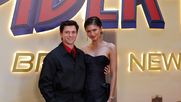 La actriz estadounidense Zendaya y el actor británico Tom Holland posan durante una sesión fotográfica para la película «Spider-Man: Brand New Day», en un hotel de Madrid el 15 de junio de 2026.