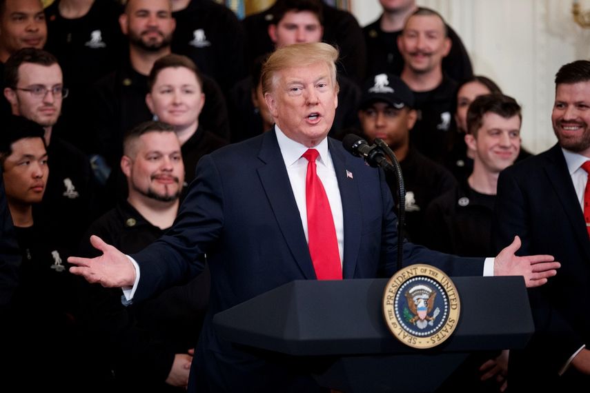 El presidente estadounidense, Donald Trump, pronuncia un discurso en la Casa Blanca, en Washington, Estados Unidos.