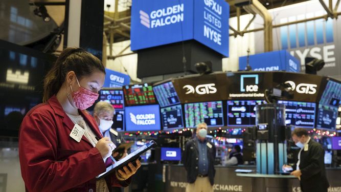 Agentes en la Bolsa de Nueva York.