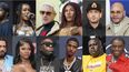 En esta combinación de fotografías, se presenta a artistas del hip hop. En la fila superior de izquierda a derecha, 2 Chainz, 6lack, BIA, Diplo, Doechii, DJ Drama y Fat Joe, fila inferior de izquierda a derecha, Flo Milli, French Montana, JT, Killer Mike, King Combs, Shaq y Soulja Chico.