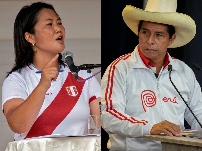 Keiko Fujimori y Pedro Castillo, candidatos a la presidencia de Perú.