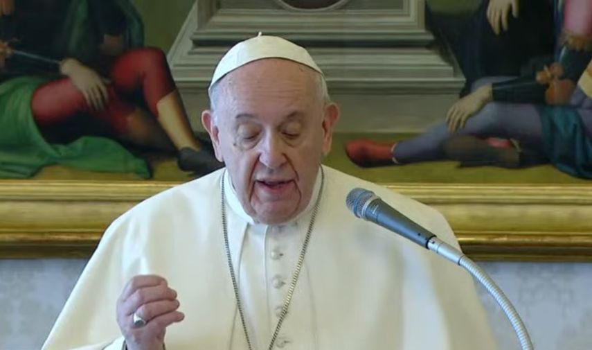 &nbsp;Captura de pantalla del streaming del rezo del &Aacute;ngelus del Papa de este domingo, ofrecido desde su estudio.