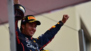 EL mexicano Sergio Checo Pérez celebra el triunfo alcanzado en el GP de Mónaco, siendo su primer lugar de la temporada de Fórmula 1
