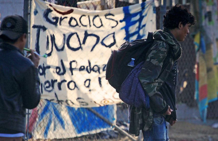Integrantes de la caravana de migrantes centroamericanos en la ciudad de&nbsp;Tijuana, en el estado de Baja California (México) en diciembre de 2018.