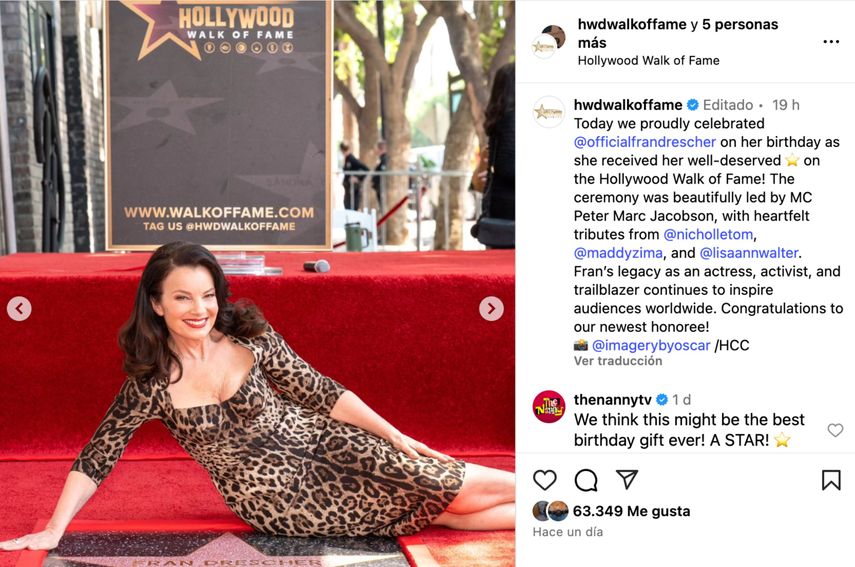 Fran Drescher recibe una estrella en el Paseo de la Fama de Hollywood