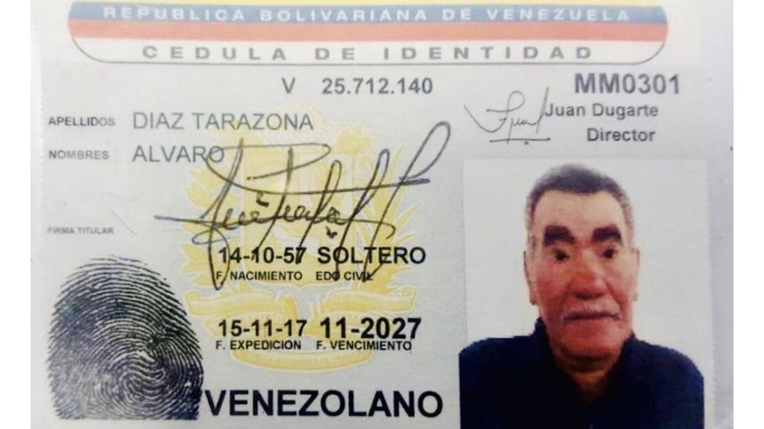 C&eacute;dula venezolana del l&iacute;der guerrillero colombiano alias Edward.