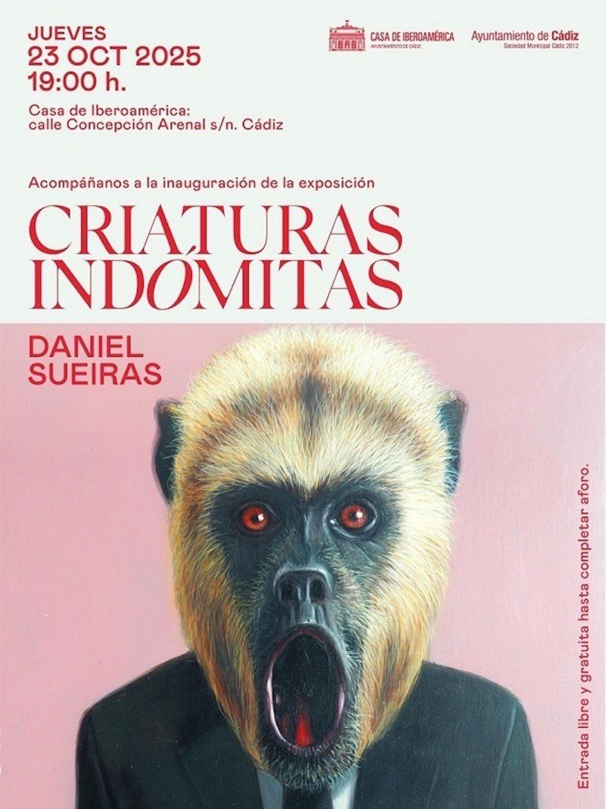 Póster promocional de la muestra Criaturas indómitas, del artista Daniel Sueiras.