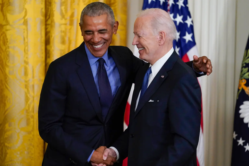 El expresidente Barack Obama y el presidente Joe Biden.