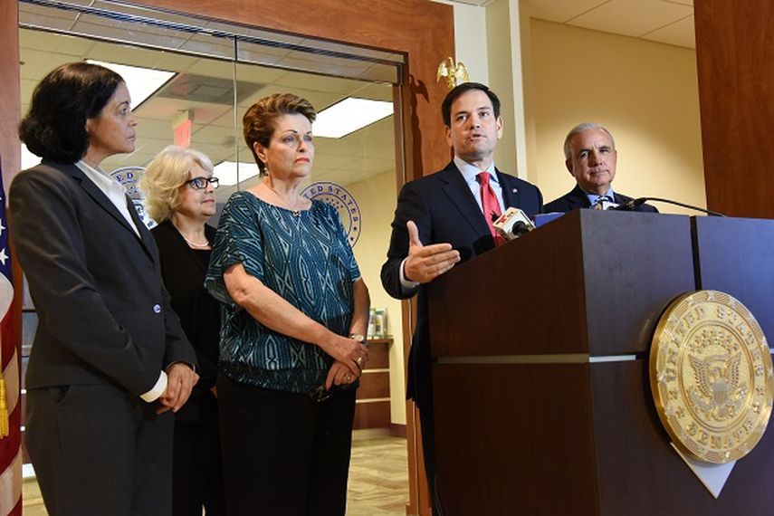 Marco Rubio en una reciente rueda de prensa en la que anunció la manea como el Senado ayudará a la Florida a prevenir y luchar contra el zica (GISELLE SANTALUCCI) 