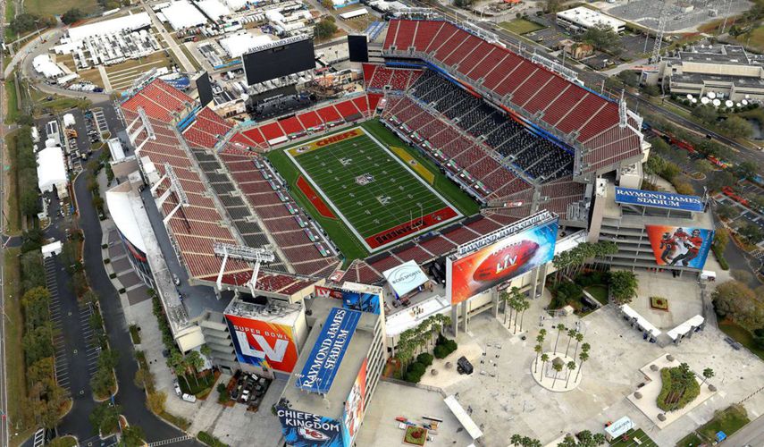 Vista aérea del el Raymond James Stadium, en Tampa.