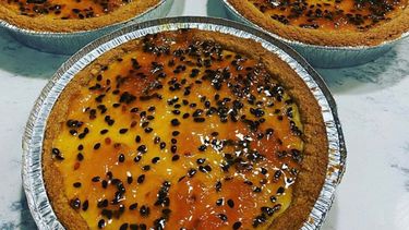 El cheesecake de maracuyá de los chefs Brad y Soraya Kilgore. 