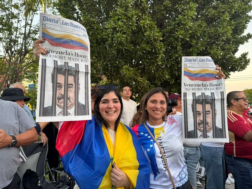 Venezolanos en Miami festejan la captura de Maduro.&nbsp;