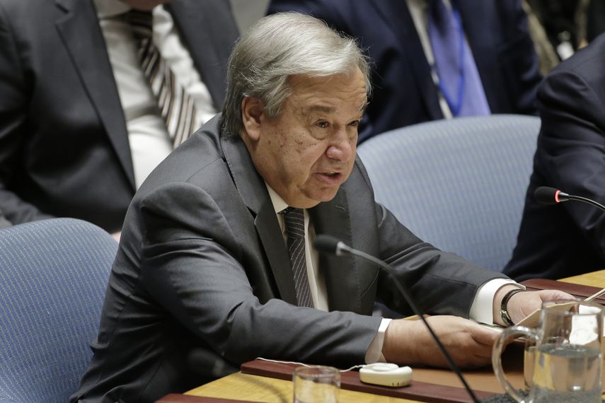 En esta fotograf&iacute;a del 25 de septiembre de 2019, el secretario general de la ONU Antonio Guterres habla durante una reuni&oacute;n del Consejo de Seguridad, en la sede de la ONU, en Nueva York.&nbsp;