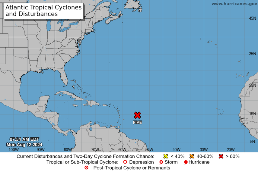 Alerta de tormenta tropical, 12 de agosto, Centro Nacional de Huracanes.&nbsp;