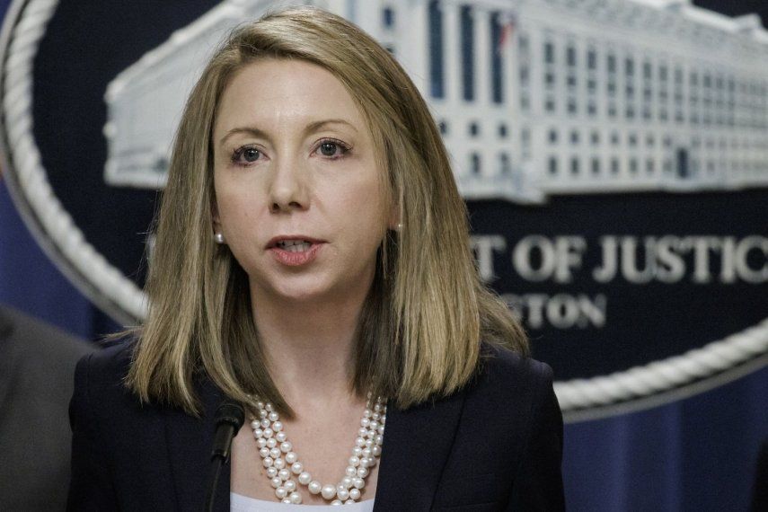 La exfiscal del Distrito Este de Virginia, Jessica Aber, durante una conferencia de prensa en el Departamento de Justicia de EEUU el 6 de diciembre de 2023 en Washington, D. C. 