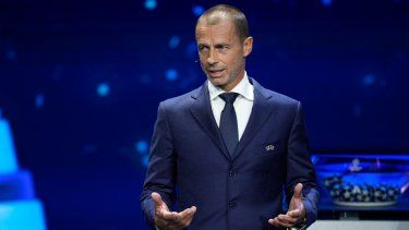 El presidente de la UEFA, Aleksander Ceferin, durante el sorteo de la Liga de Campeones, el jueves 31 de agosto de 2023, en Mónaco.