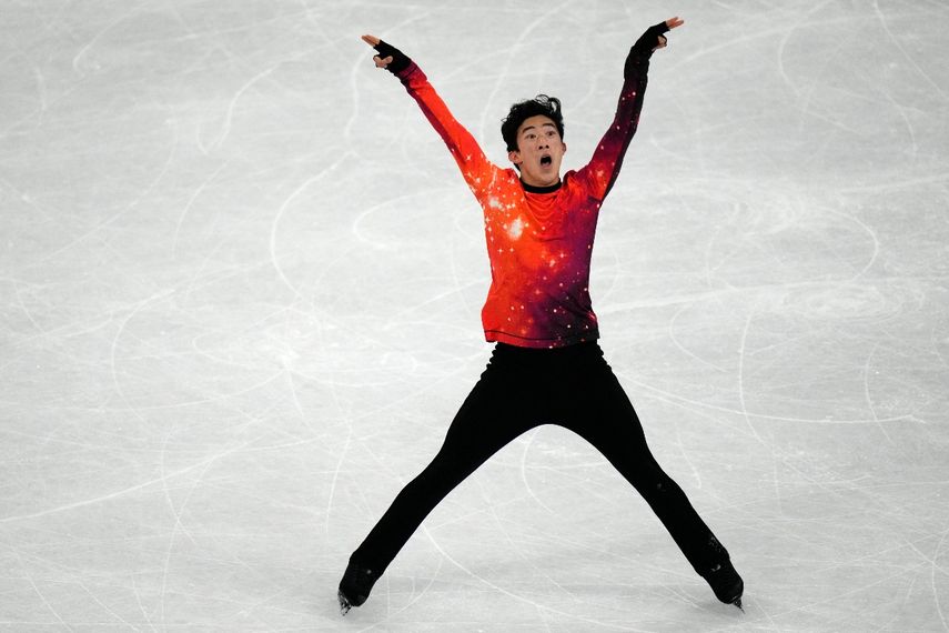 El patinador estadounidense Nathan Chen compite en el programa libre de la prueba de patinaje artístico, en los Juegos Olímpicos de Invierno de Pekin, el 10 de febrero de 2022