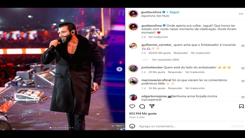 El cantautor brasileño Gusttavo Lima.