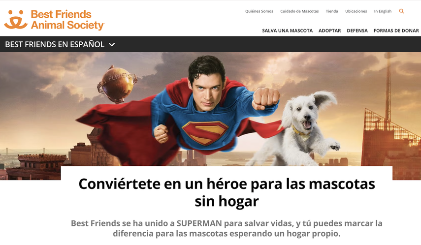 Campaña de Best Friends Animal Society junto a Superman a favor de las mascotas.&nbsp;