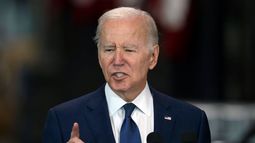 El presidente estadounidense Joe Biden habla en Hagerstown, Maryland, el viernes 7 de octubre de 2022.&nbsp;