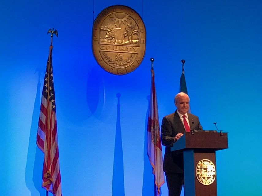 El alcalde Carlos Giménez durante su discurso del Condado, este martes 30 de enero.&nbsp;