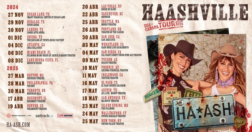 El dúo Ha*Ash presenta fechas del tour HAASHVILLE USA + Canadá Tour 2024-2025.