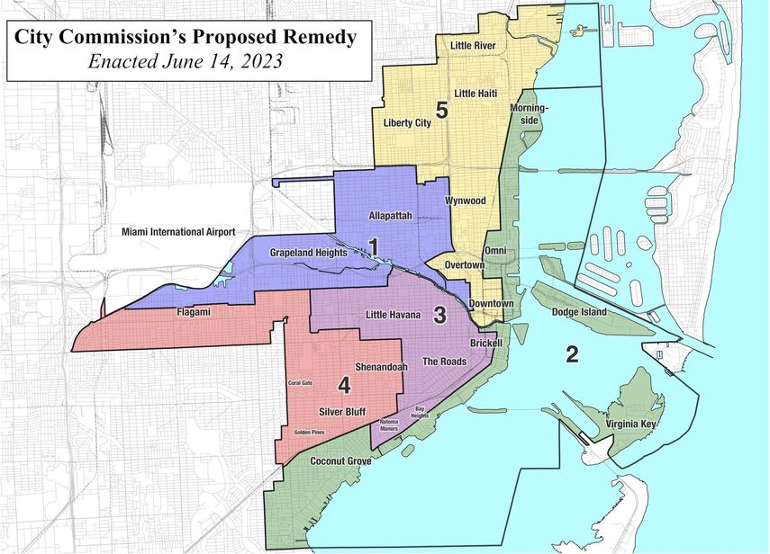 Mapa aprobado por la Comisión de Miami.