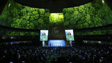 Una vista de la cumbre sobre el cambio clim&aacute;tico en la sede de las Naciones Unidas en Nueva York el 23 de septiembre del 2019.&nbsp;